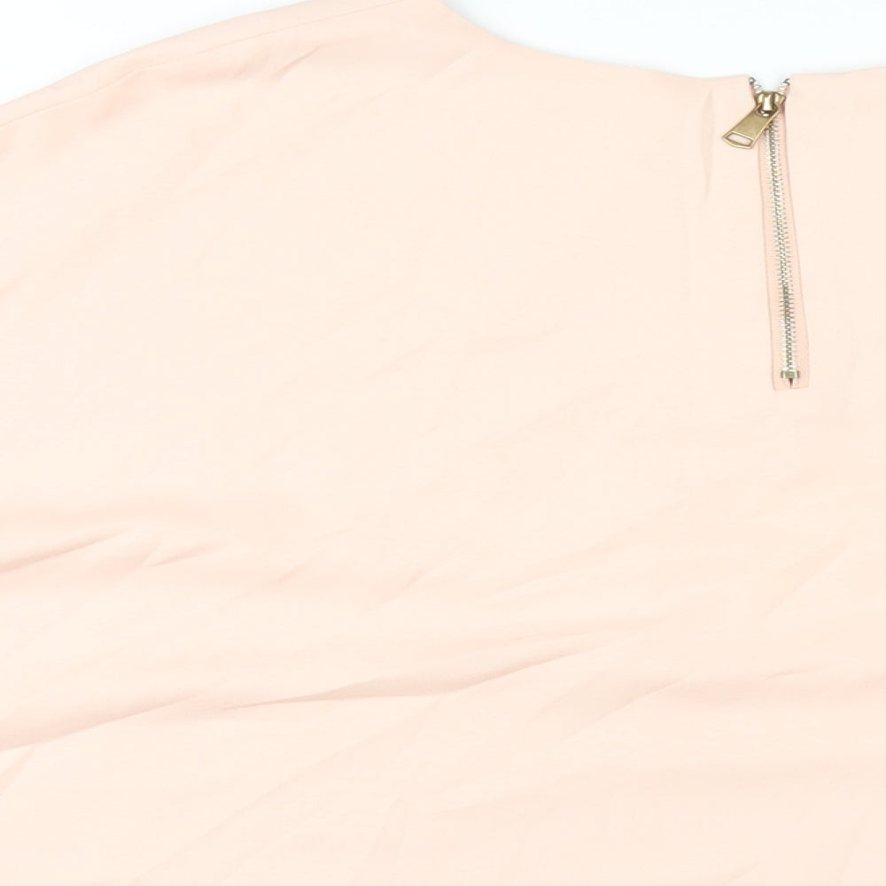 Papillon Womens Pink Polyester Basic T-Shirt Size M Round Neck