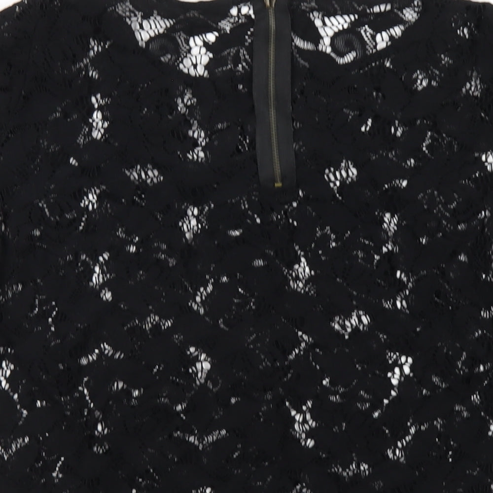 Zara Womens Black Polyester Basic T-Shirt Size M Round Neck