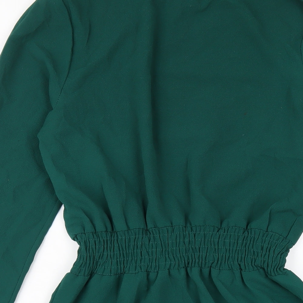 New Look Womens Green Polyester A-Line Size 10 Mock Neck Pullover