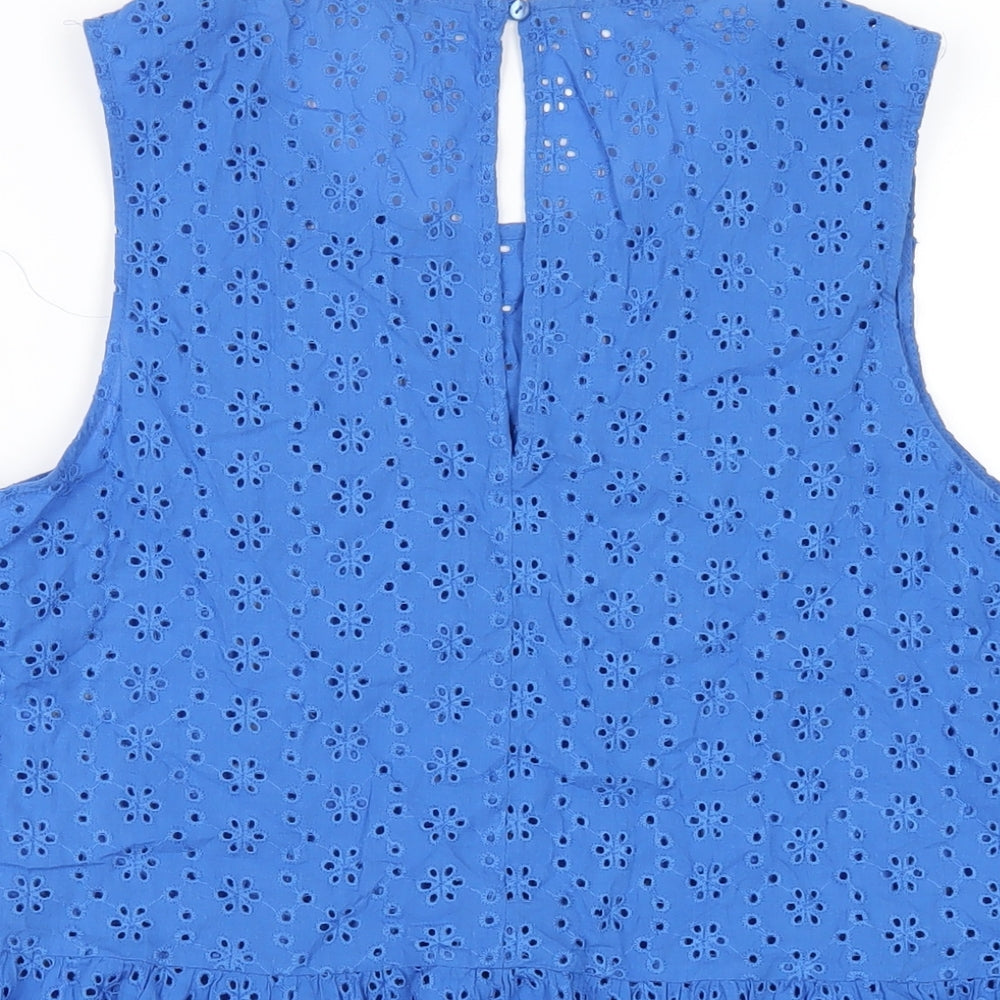 Marks and Spencer Womens Blue Cotton Basic Tank Size 16 Round Neck