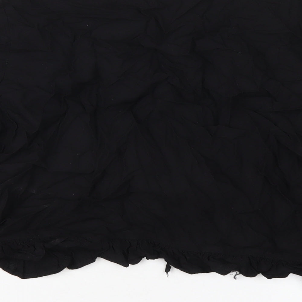 Lost Stock Womens Black Viscose Basic T-Shirt Size M V-Neck