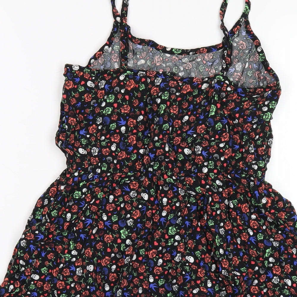 H&M Womens Multicoloured Geometric Viscose A-Line Size 8 Scoop Neck Pullover