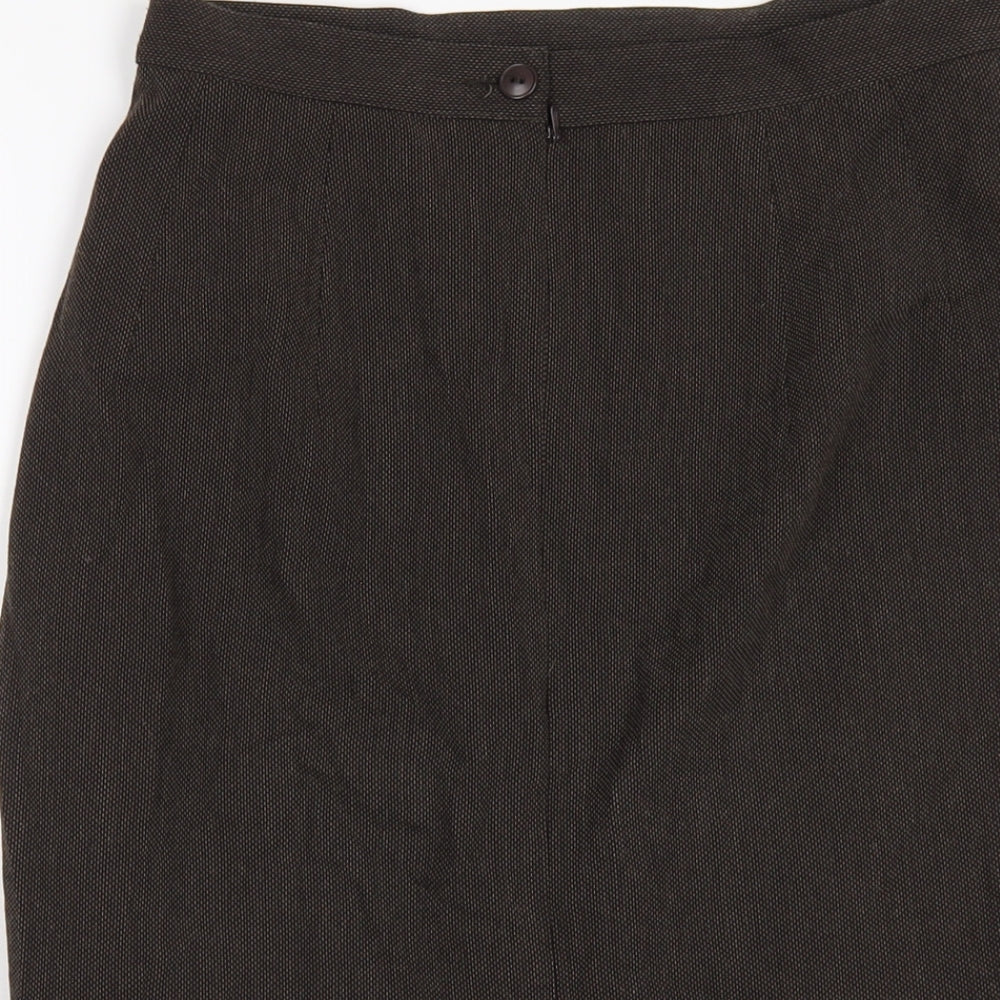 Marks & Spencer Womens Brown Polyester Straight & Pencil Skirt Size 10 Zip