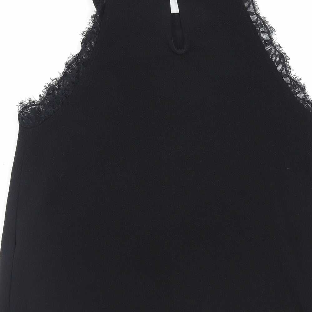 New Look Womens Black Polyester Basic Tank Size 8 Halter - Lace Trim