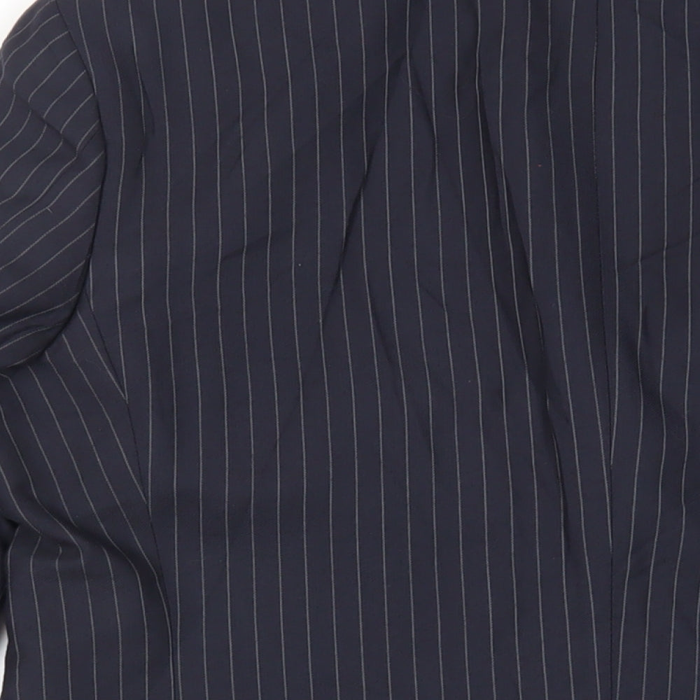 Burton Mens Blue Striped Polyester Jacket Suit Jacket Size 42 Regular