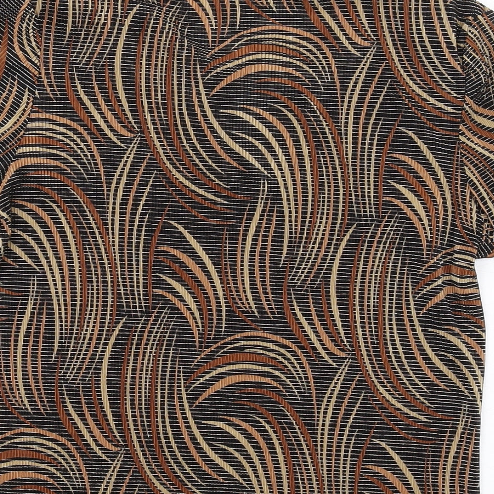 Berkertex Womens Brown Geometric Polyester Basic T-Shirt Size 10 Round Neck