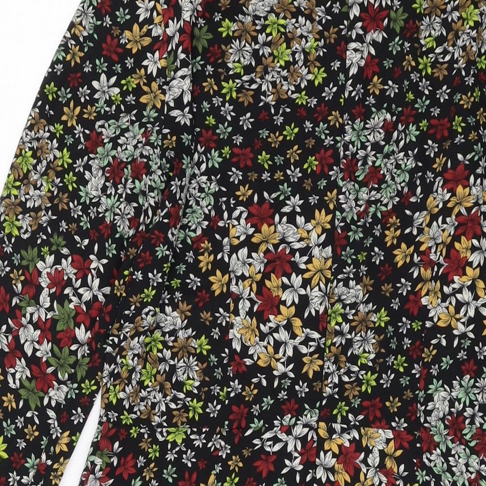Topshop Womens Black Floral Polyester Sheath Size 10 Round Neck Zip