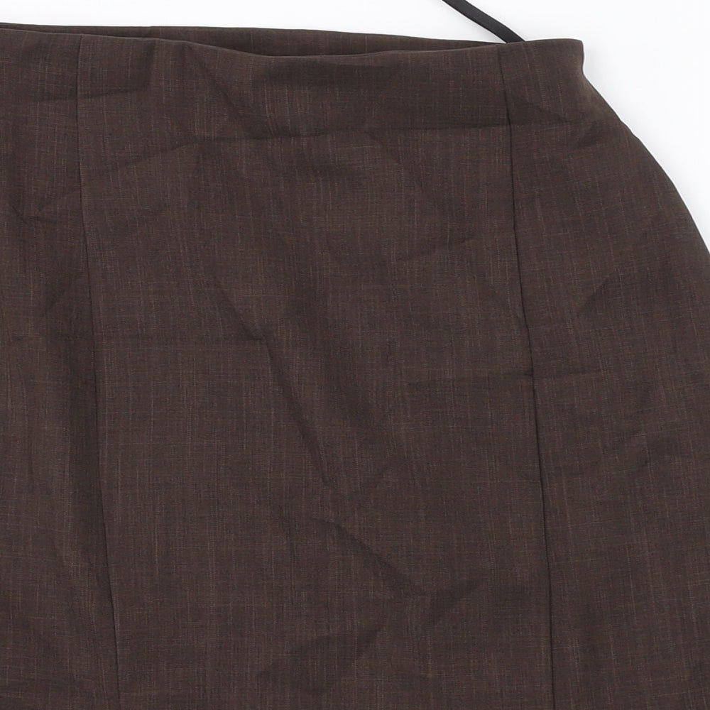 Essential Womens Brown Polyester A-Line Skirt Size 24 in Zip