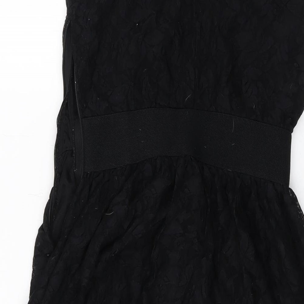 Miss Posh Womens Black Acrylic A-Line Size 8 Round Neck Pullover
