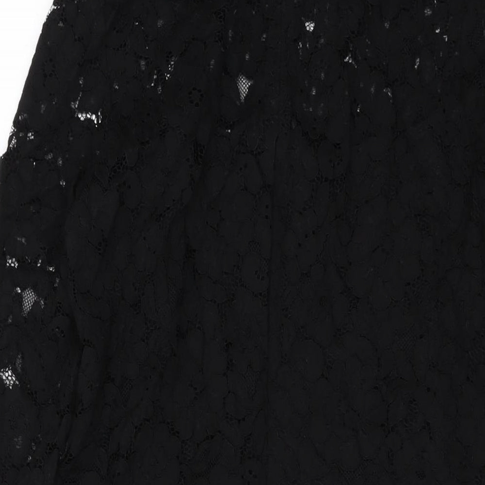 H&M Womens Black Polyester A-Line Size 8 Round Neck Zip