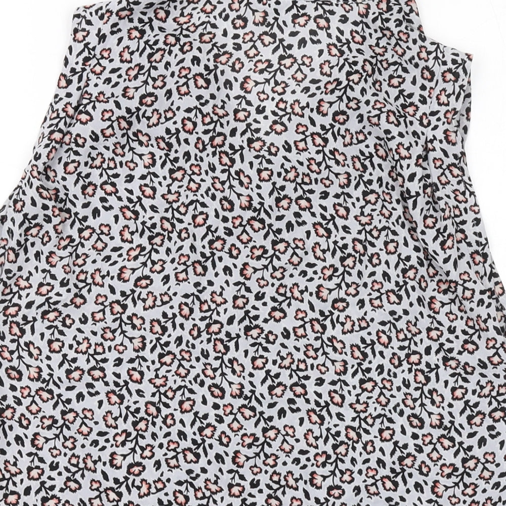 Warehouse Womens Grey Geometric Polyester Basic Tank Size 8 V-Neck