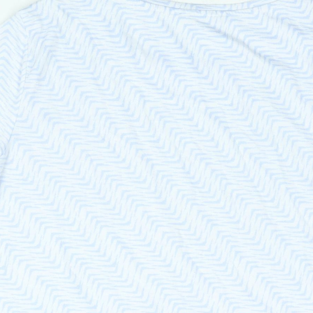 Marks & Spencer Womens Blue Geometric Polyester Basic T-Shirt Size 12 Round Neck