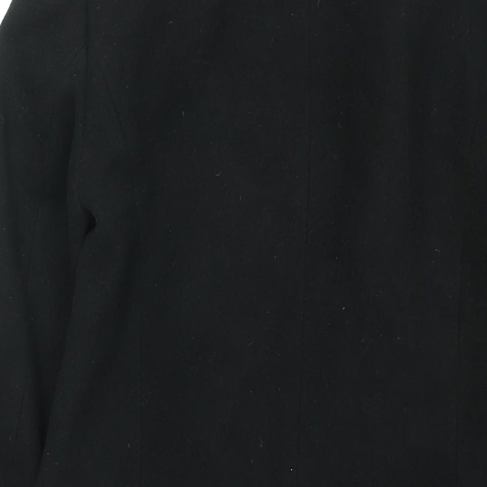 Marks & Spencer Womens Black Overcoat Coat Size 8 Snap