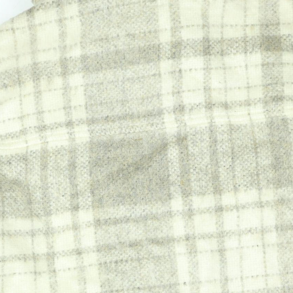Topshop Womens Beige Plaid Pea Coat Coat Size XS Button