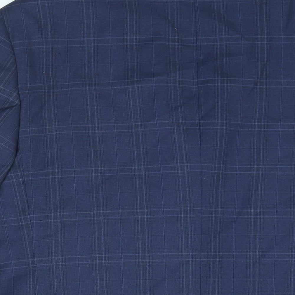 Marks & Spencer Mens Blue Check Polyester Jacket Suit Jacket Size 44 Regular