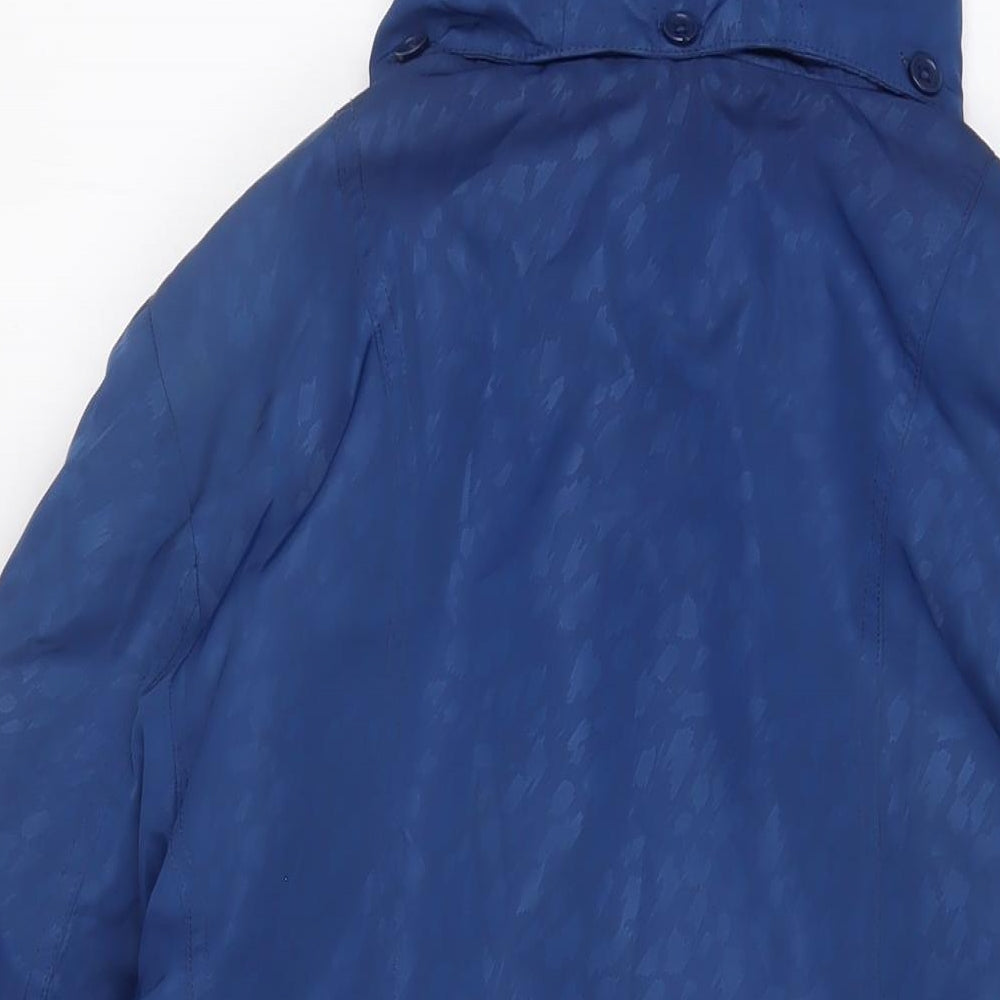 EWM Womens Blue Animal Print Jacket Coat Size 16 Zip