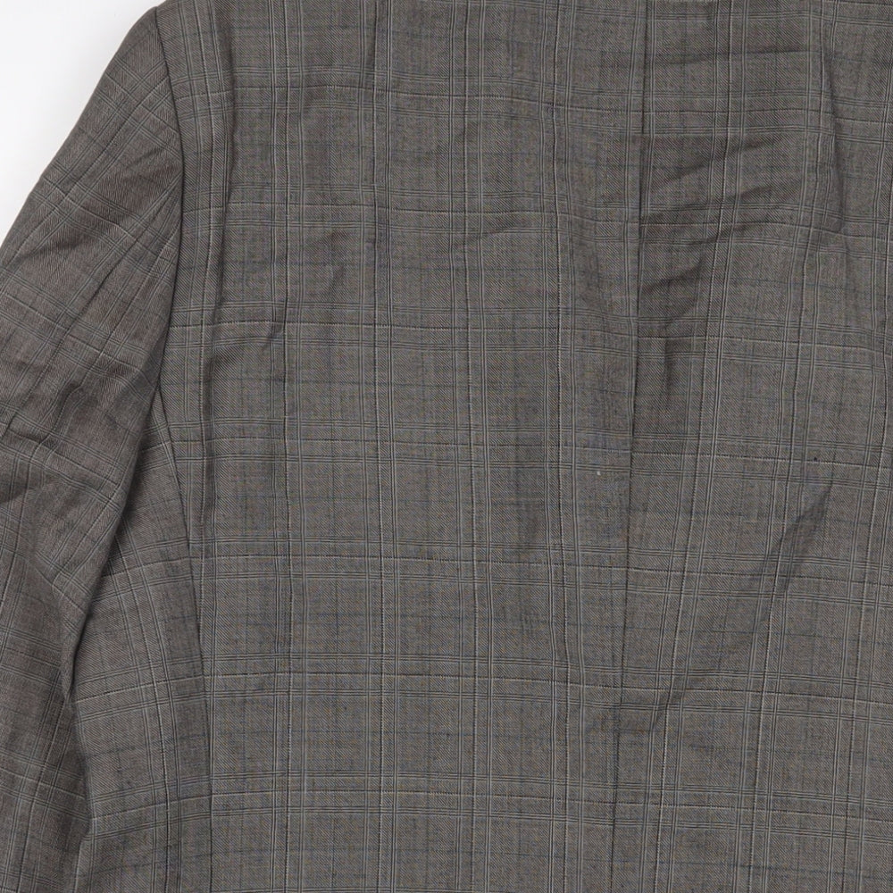 Brand and care label for ASOS men’s grey polyester jacket suit jacket, size 40, regular