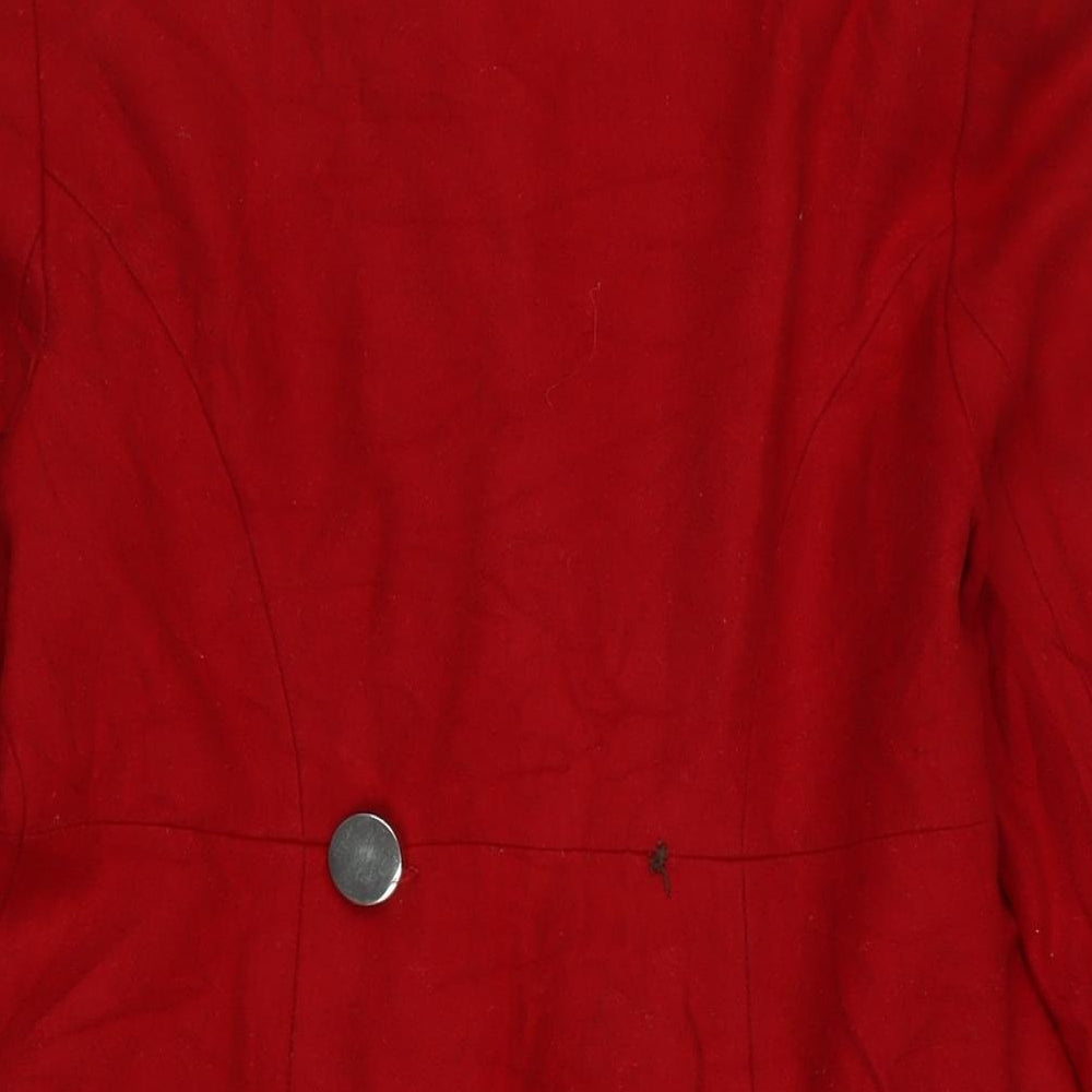 Look Womens Red Overcoat Coat Size 12 Button