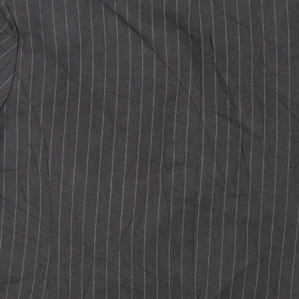 New Look Womens Grey Striped Jacket Blazer Size 16 Button