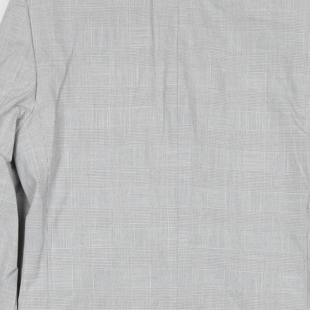 Marks & Spencer Mens Grey Check Polyester Jacket Suit Jacket Size 34 Regular