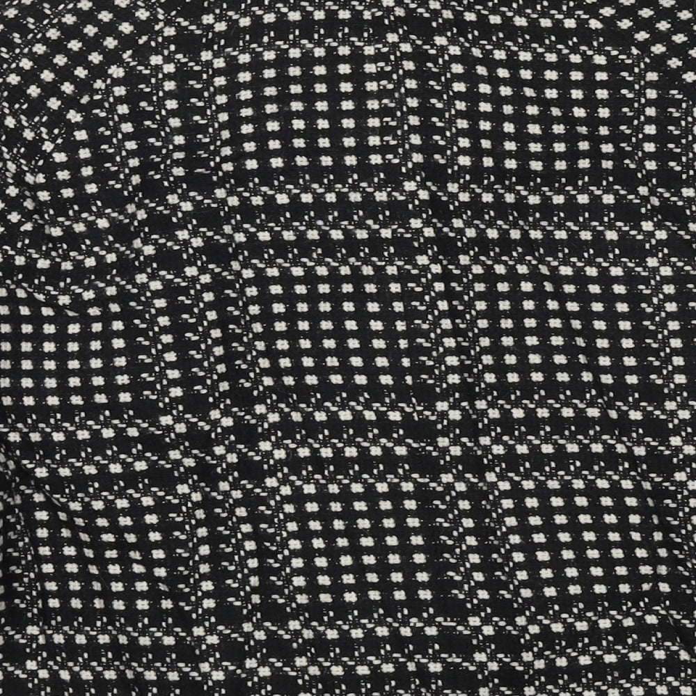 Marks & Spencer Womens Black Check Pea Coat Coat Size 12 Button