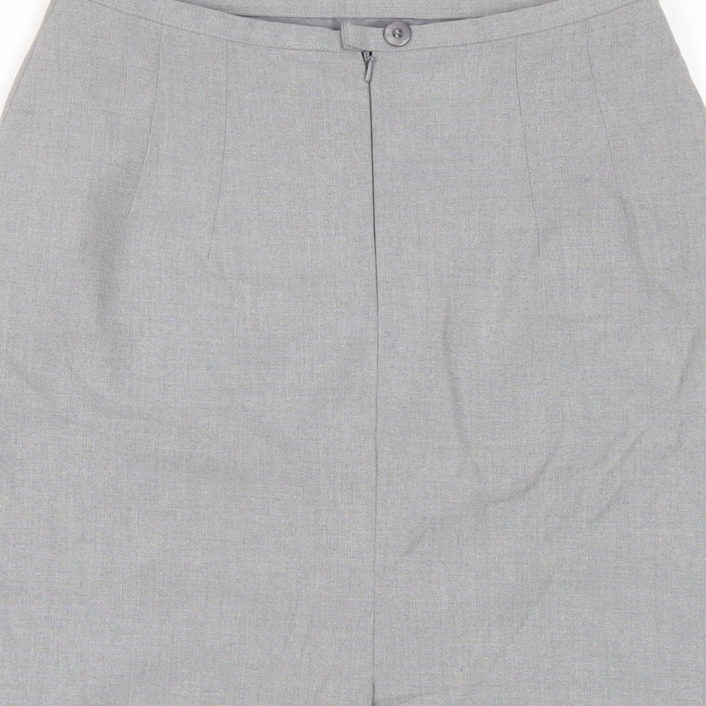 Marks & Spencer Womens Grey Polyester Straight & Pencil Skirt Size 10 Zip