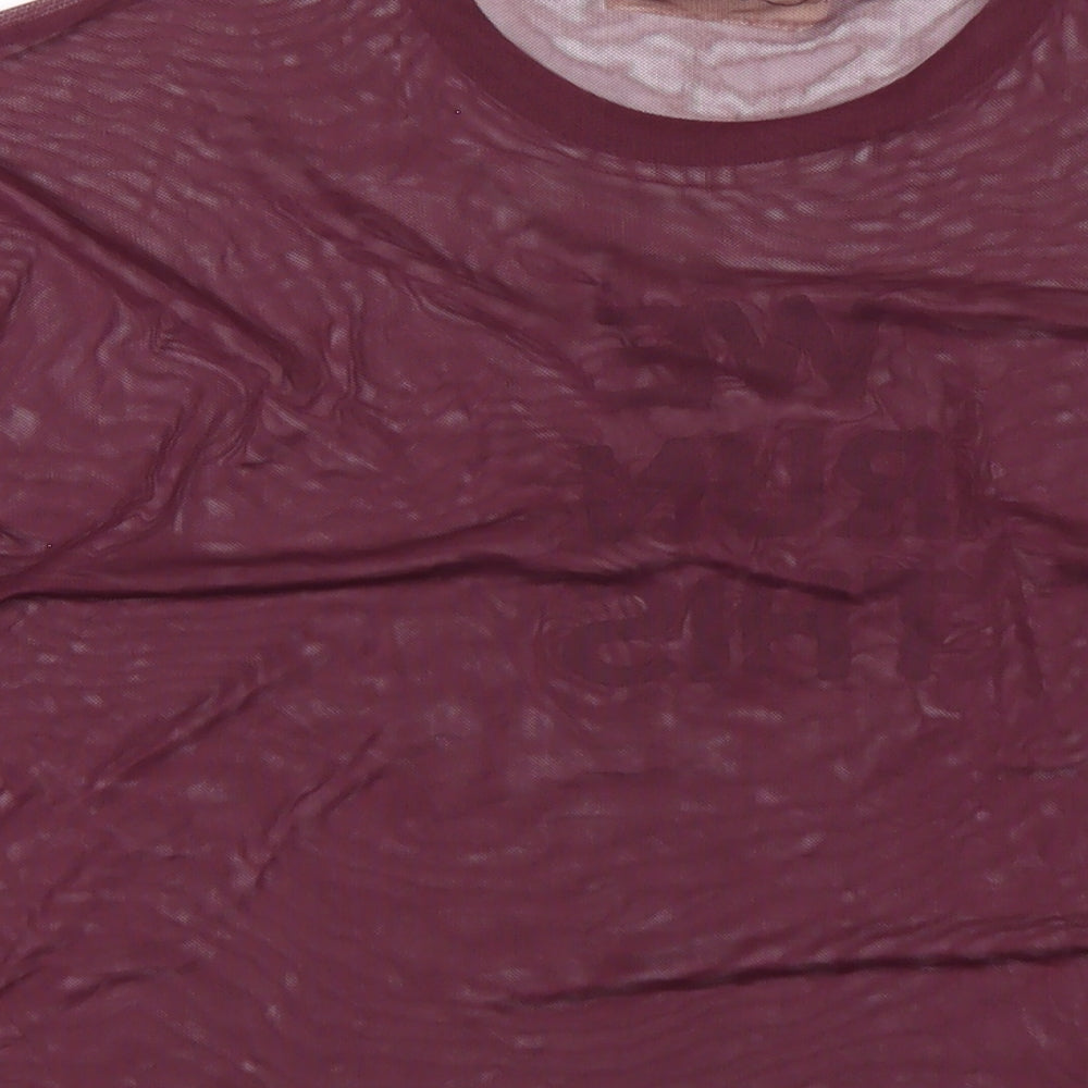 Garage Womens Purple Polyester Basic T-Shirt Size M Round Neck