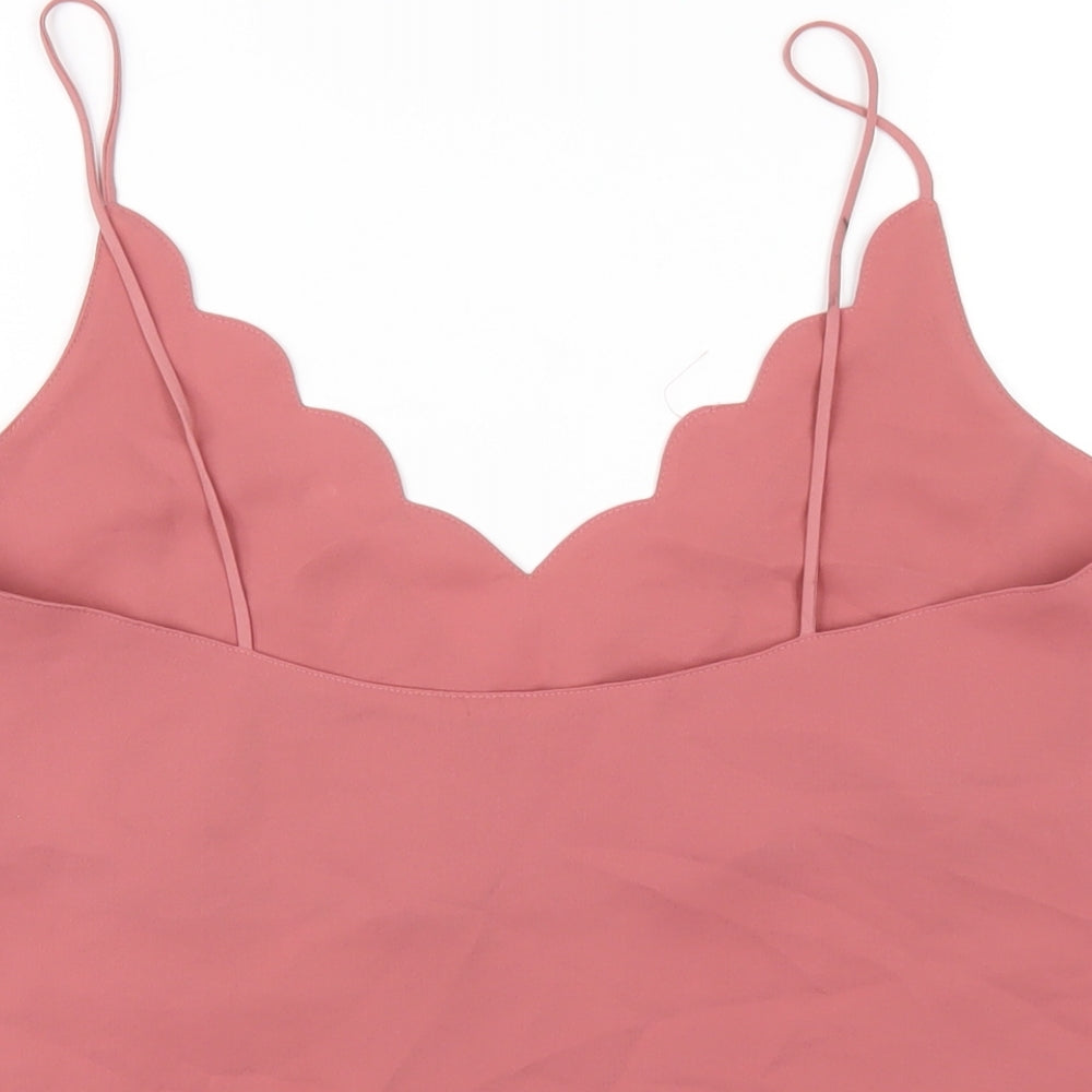 Topshop Womens Pink Polyester Camisole T-Shirt Size 12 V-Neck