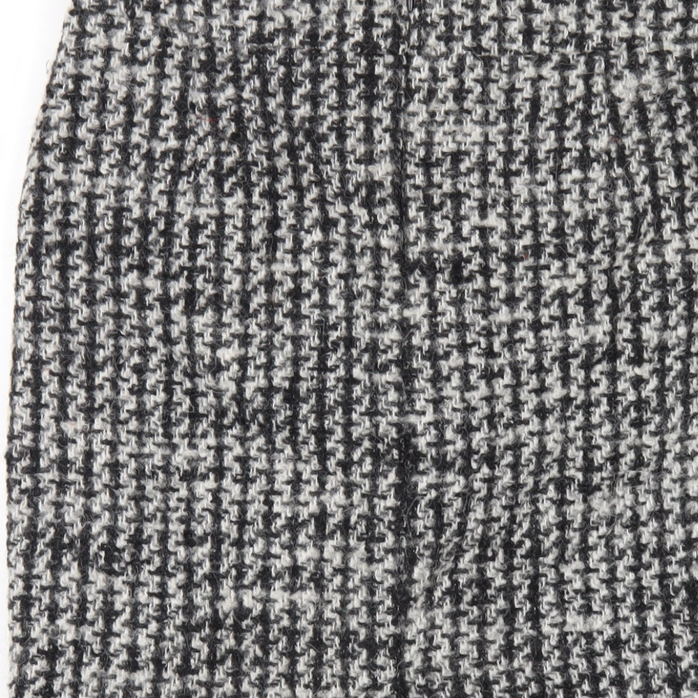 Marks & Spencer Womens Black Geometric Wool Straight & Pencil Skirt Size 10 Zip
