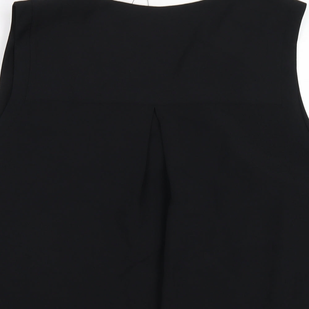 Marks & Spencer Womens Black Polyester Basic Tank Size 14 V-Neck