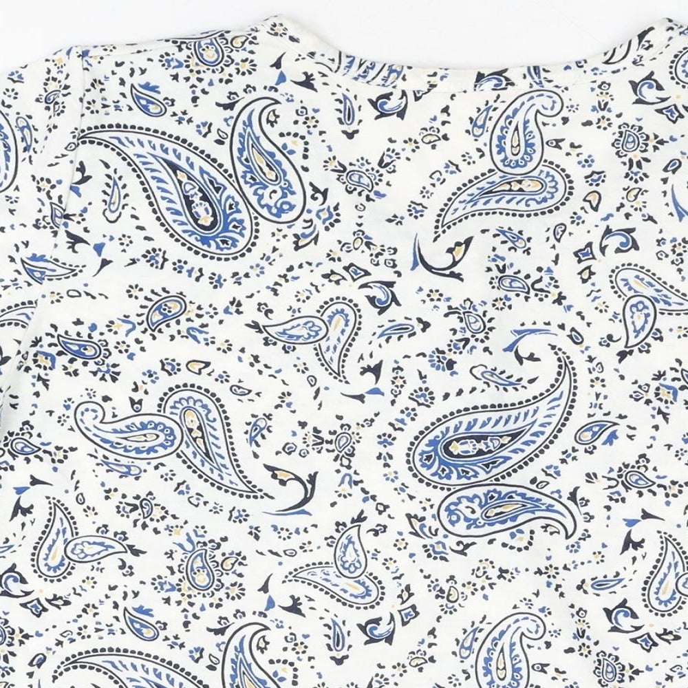 Radaus Womens White Paisley Polyester Basic T-Shirt Size 2XL Round Neck
