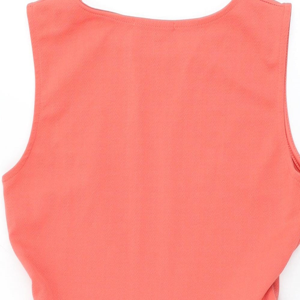 Cameo Rose Womens Pink Striped Polyester A-Line Size 14 Round Neck Pullover
