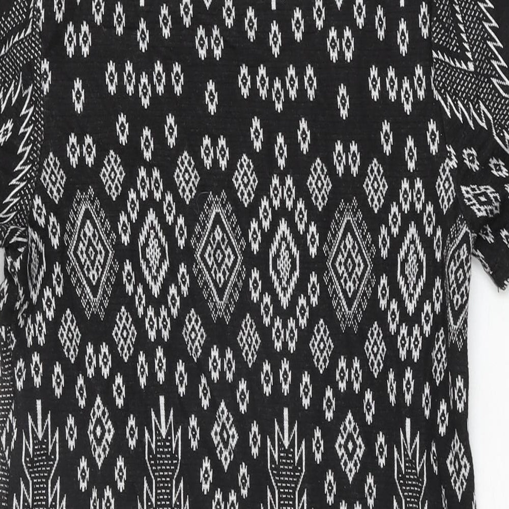 New Look Womens Black Geometric Viscose Mini Size 6 Round Neck Pullover