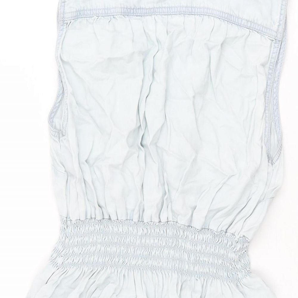 H&M Womens Blue Lyocell Shift Size S V-Neck Button
