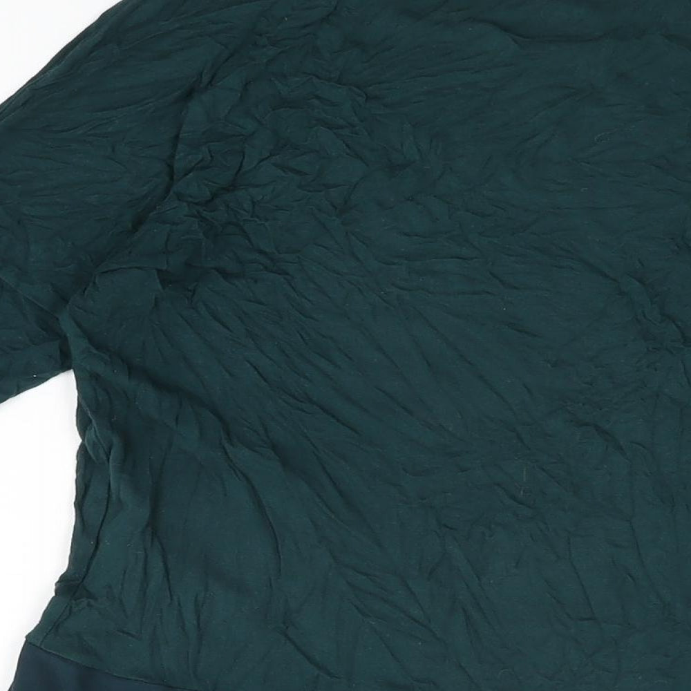 Warehouse Womens Green Polyester Basic T-Shirt Size 12 Round Neck