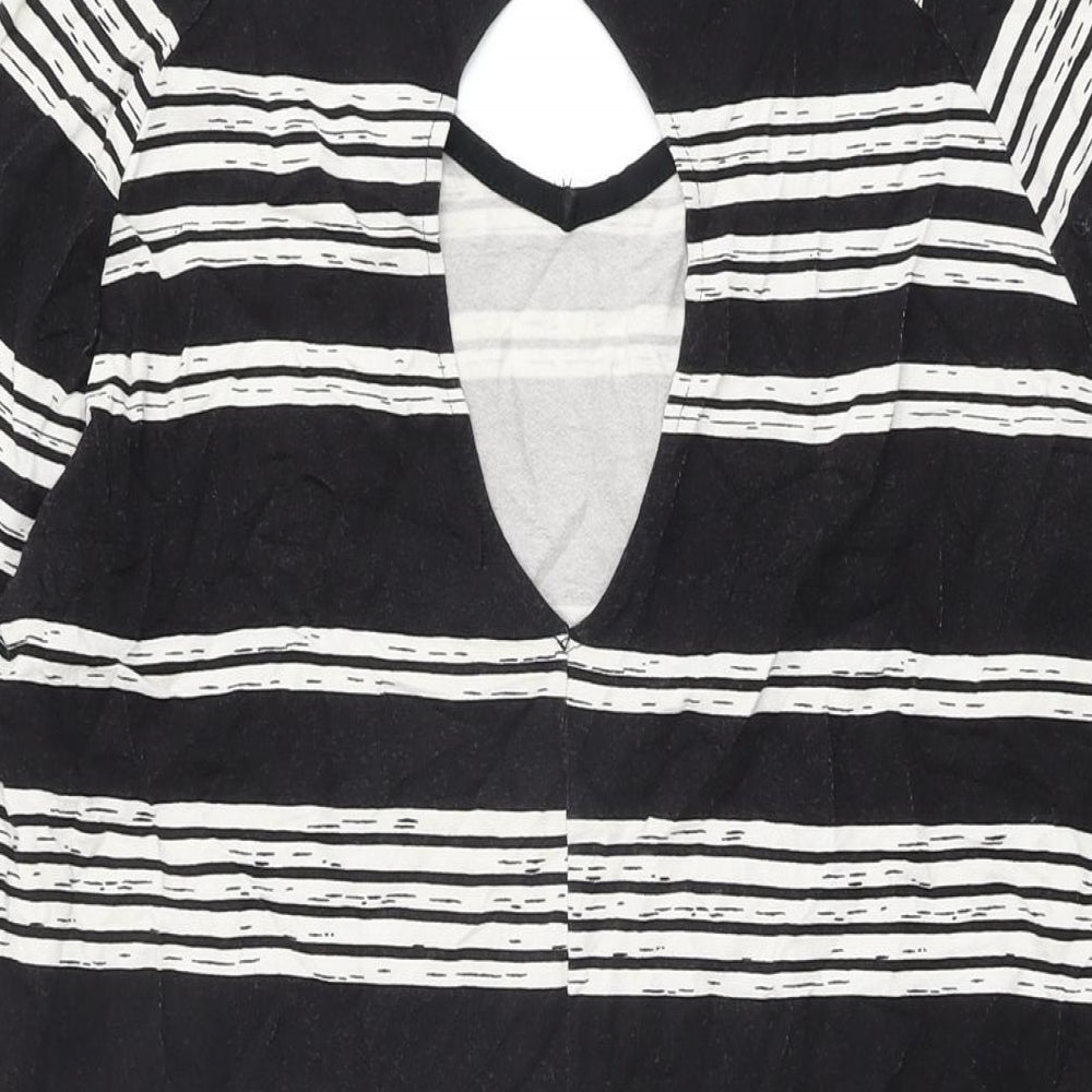 Saint Tropez Womens Black Striped Viscose Shift Size XS Round Neck Pullover