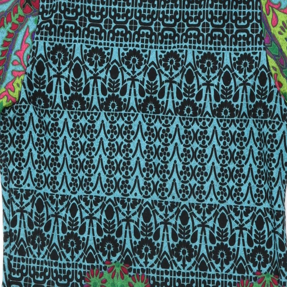 Purplish Womens Blue Geometric Polyester Shift Size S Round Neck Pullover