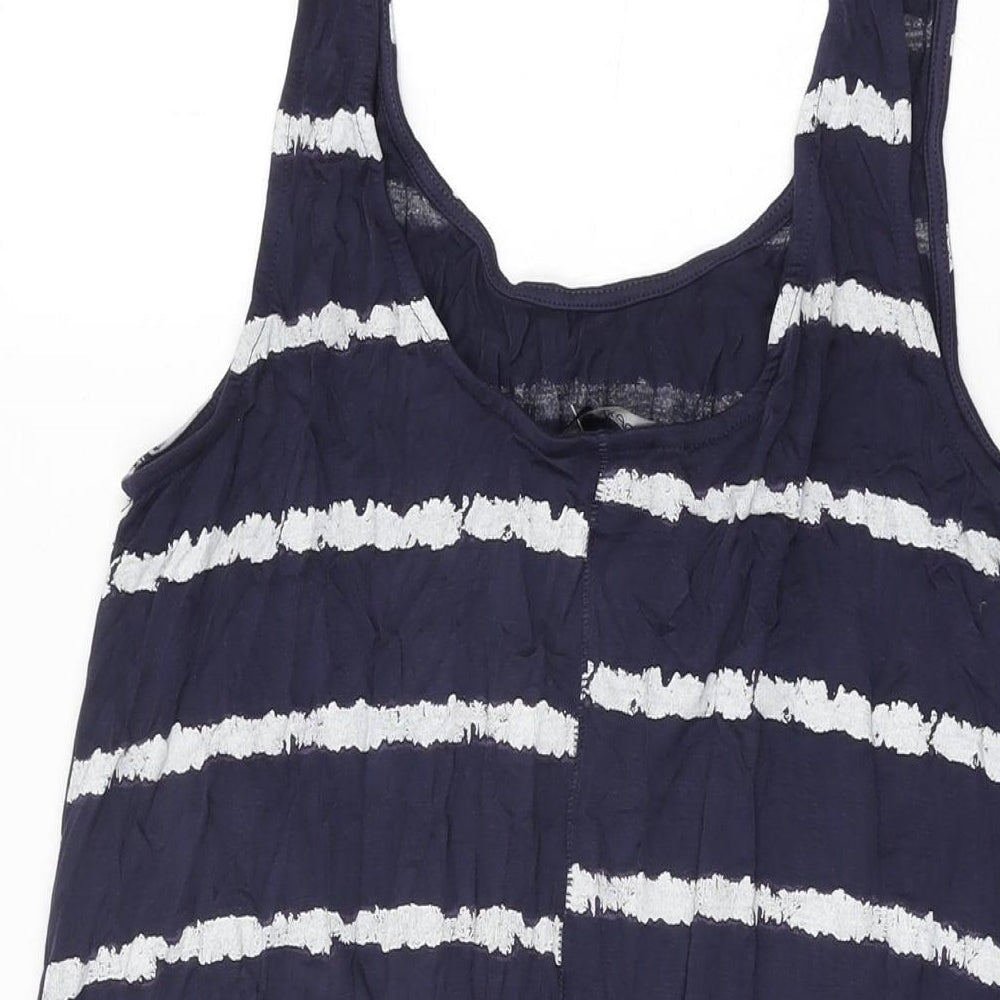 NEXT Womens Blue Striped Viscose Shift Size 14 Round Neck Pullover