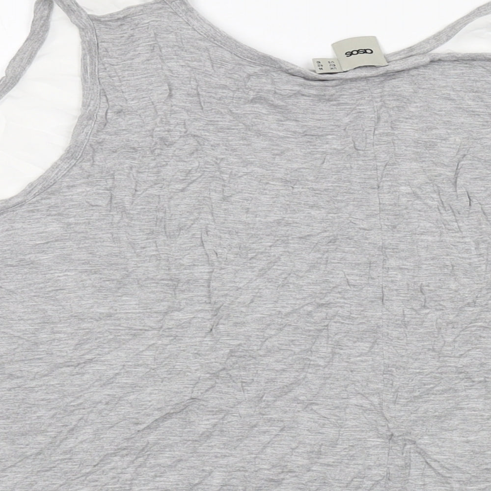ASOS Womens Grey Polyester Basic Tank Size 14 Round Neck