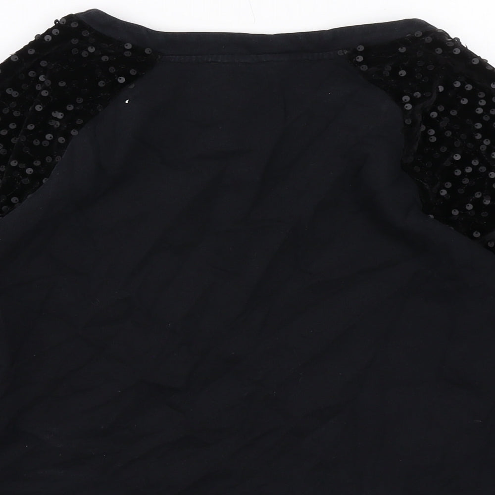 French Connection Womens Black Cotton Pullover Sweatshirt Size S Pullover