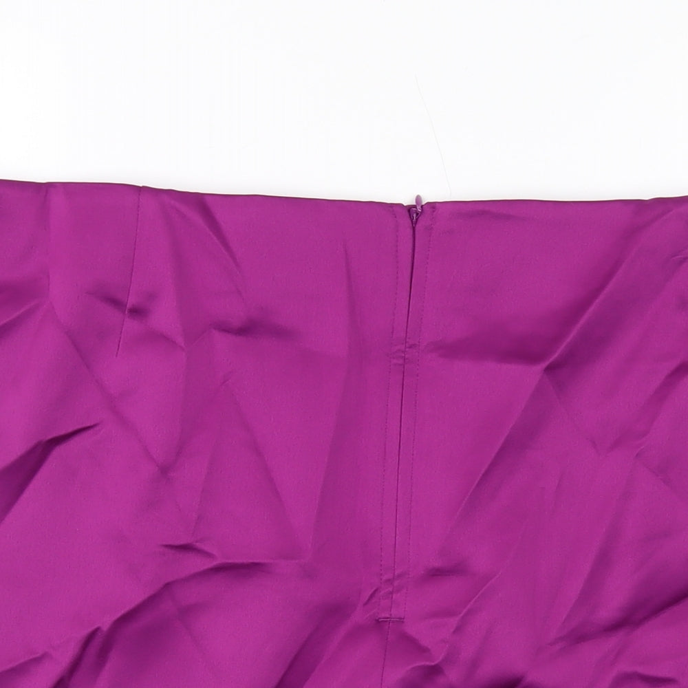 Marks & Spencer Womens Purple Polyester Mini Skirt Size 24 Zip