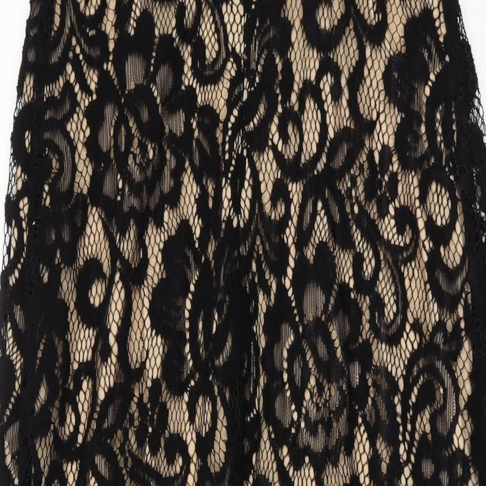 Betsy & Adam Womens Black Polyester A-Line Size 6 Round Neck Pullover