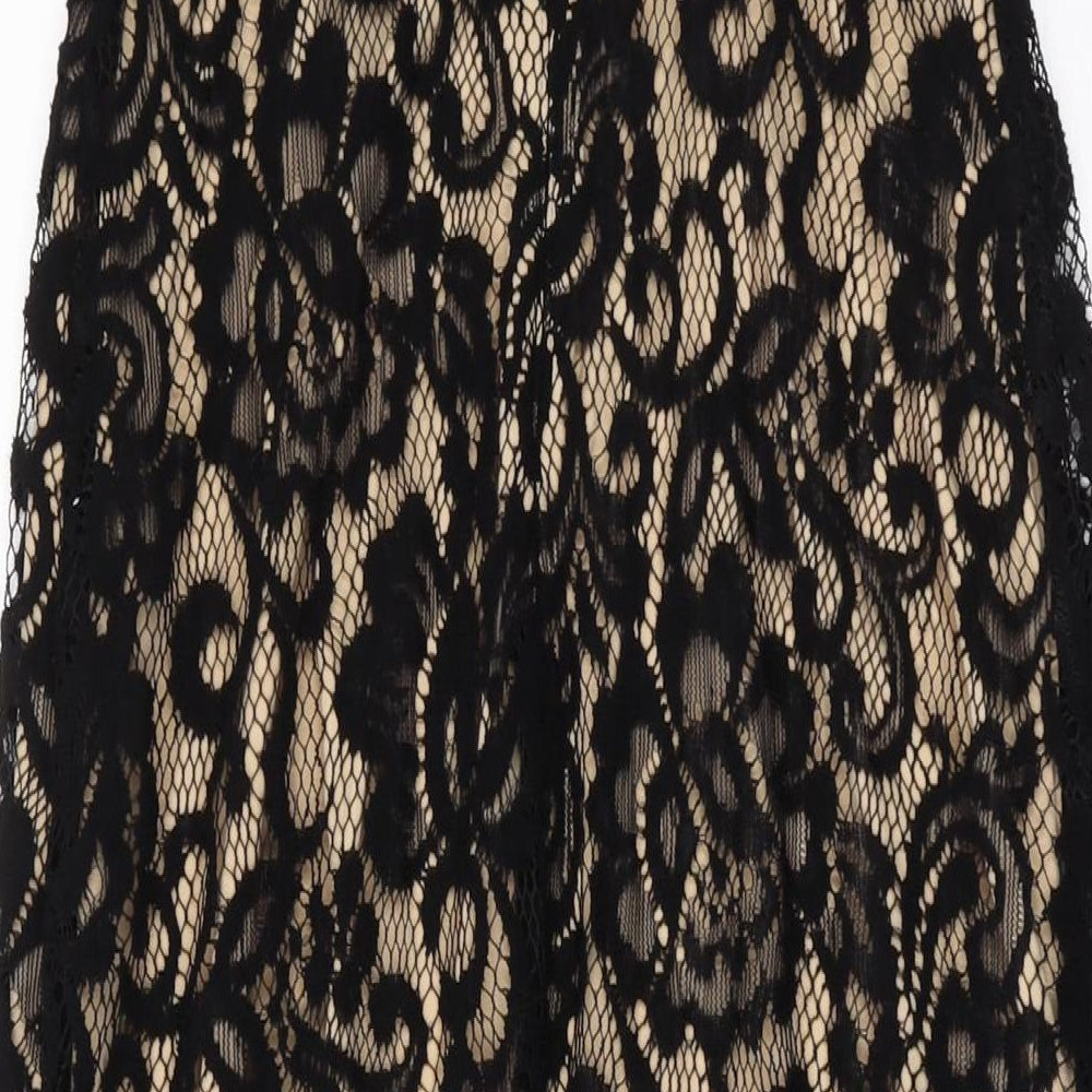 Betsy & Adam Womens Black Polyester A-Line Size 6 Round Neck Pullover