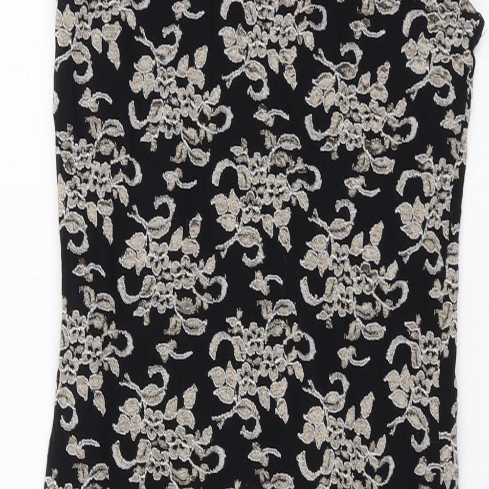 Warehouse Womens Beige Geometric Polyamide A-Line Size 14 V-Neck Pullover