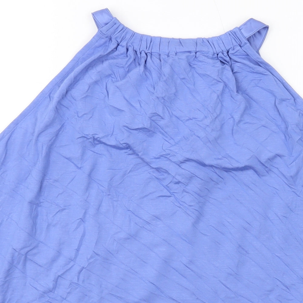 Marks & Spencer Womens Blue Viscose Basic Tank Size 14 Round Neck