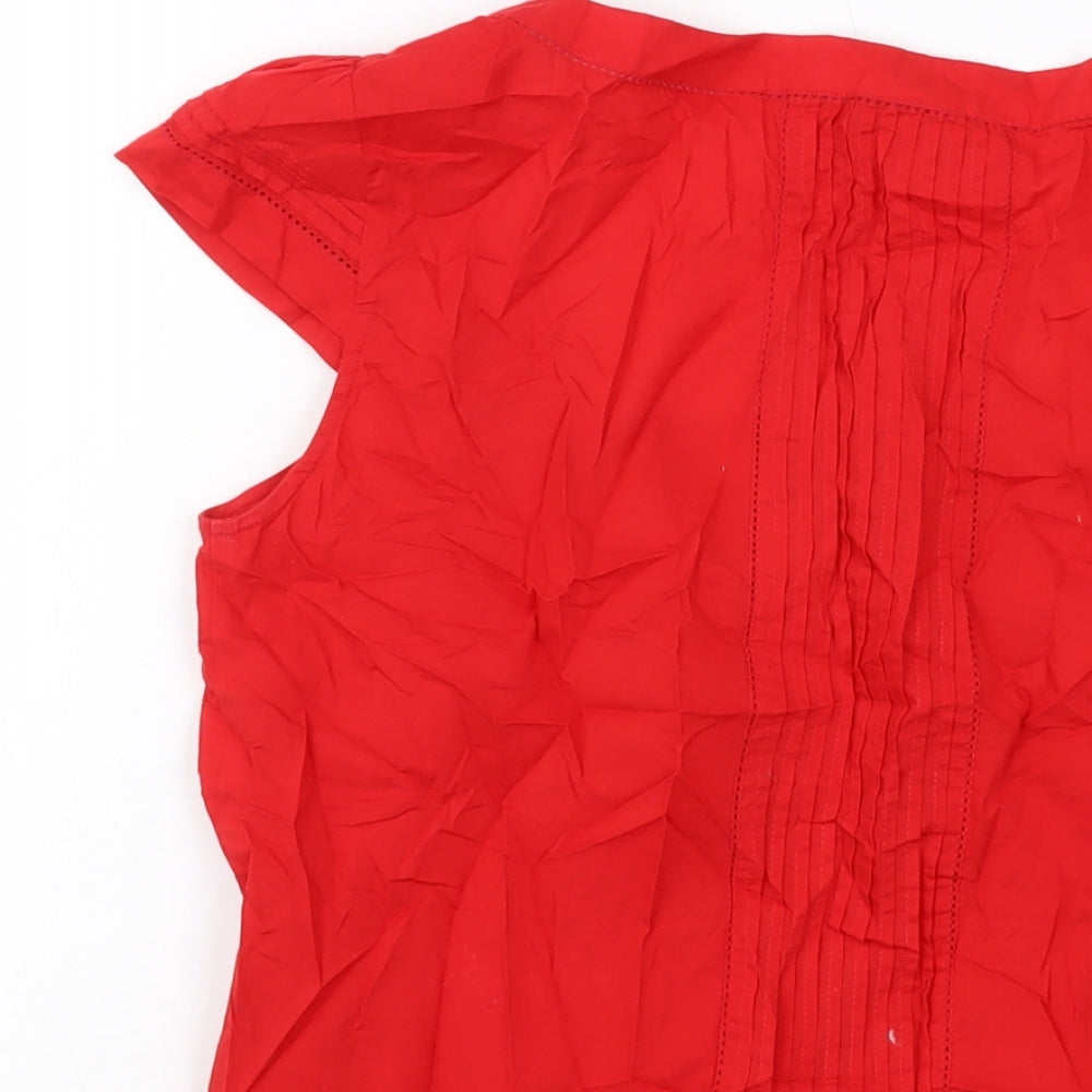 Monsoon Womens Red Cotton Basic T-Shirt Size 12 Square Neck