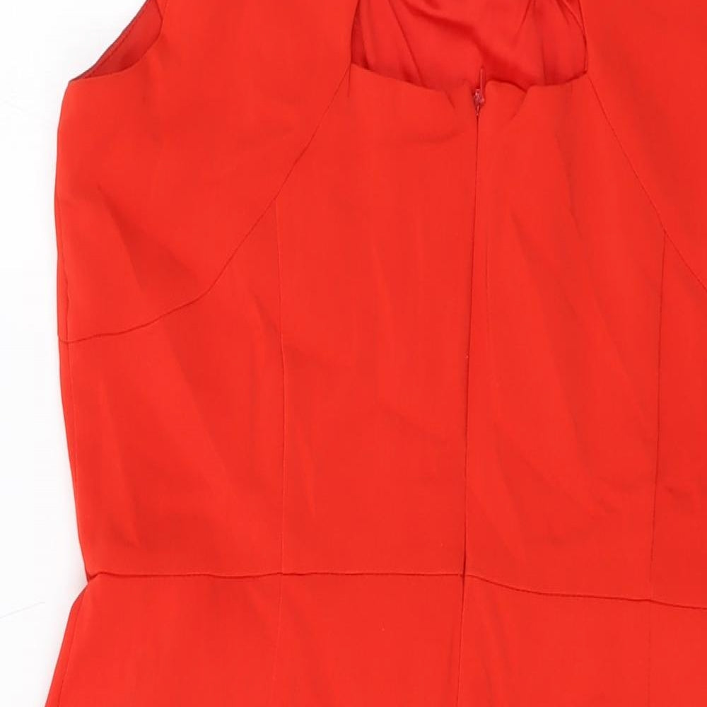 BHS Womens Red Polyester Sheath Size 16 Round Neck Button