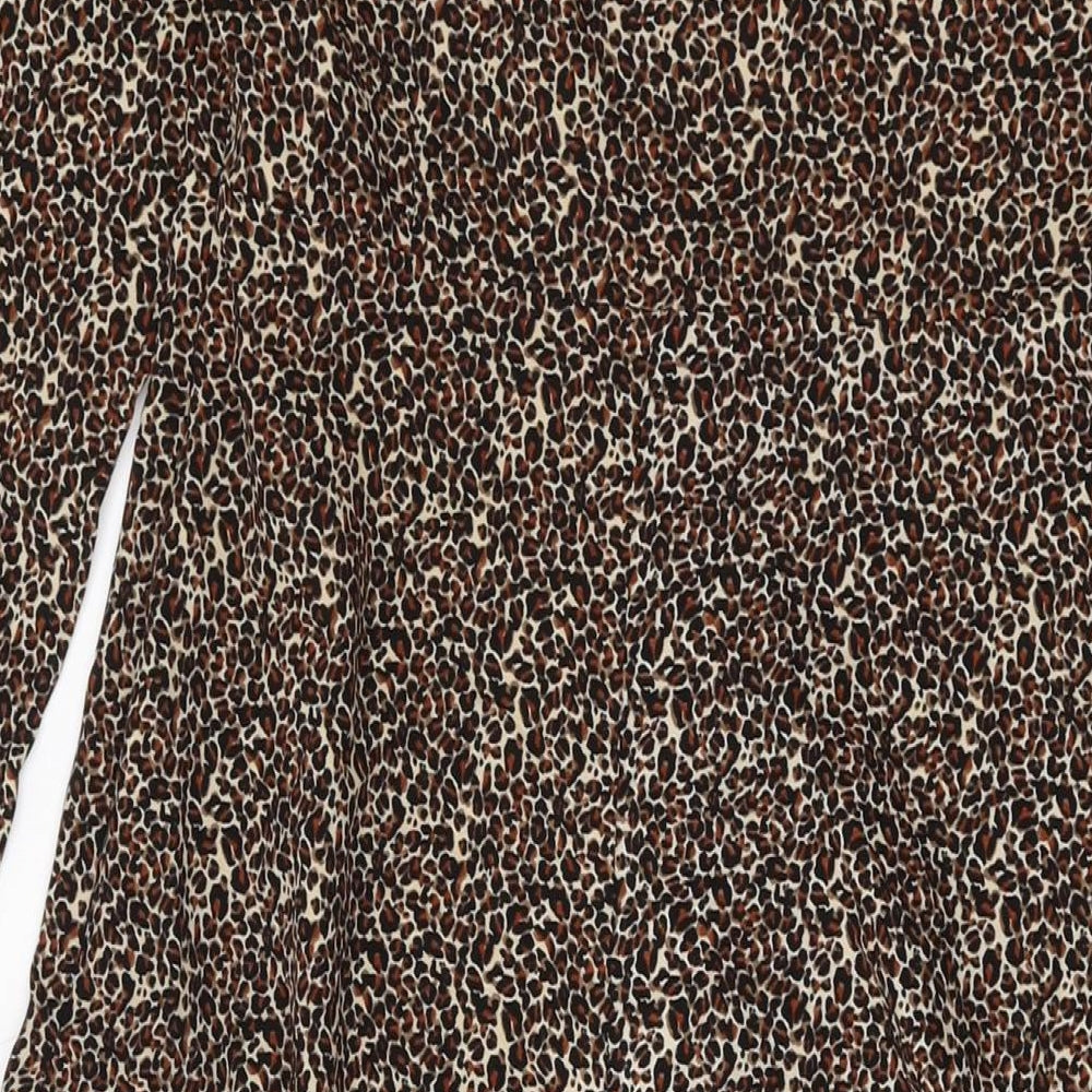 ASOS Womens Brown Animal Print Polyester A-Line Size 10 Square Neck Zip