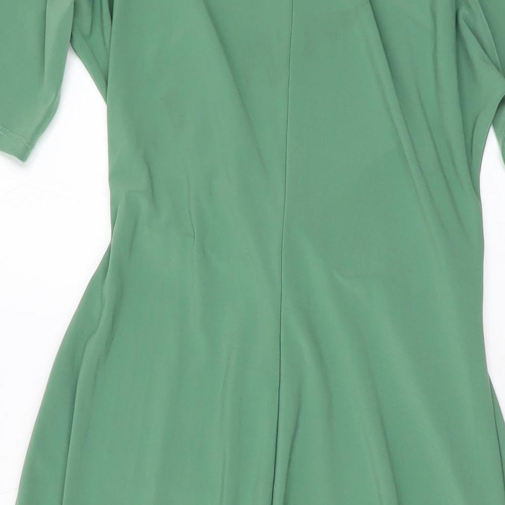 Topshop Womens Green Polyester A-Line Size 8 Round Neck Pullover