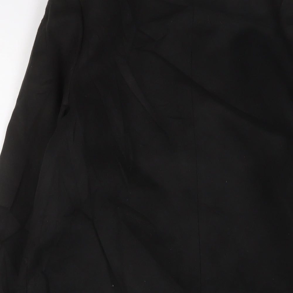 Marks & Spencer Womens Black Overcoat Coat Size 8 - Open